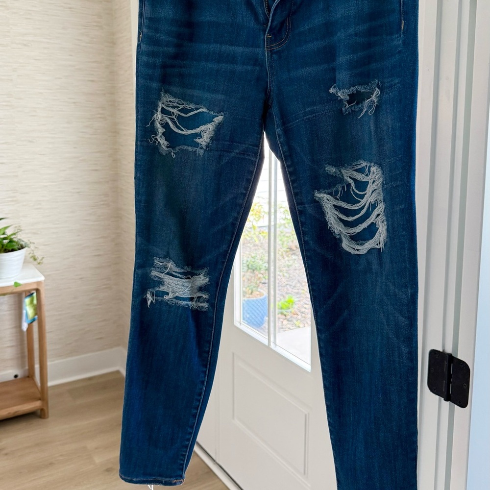 American Eagle Outfitters Ripped Dark Blue Skinny Jeans